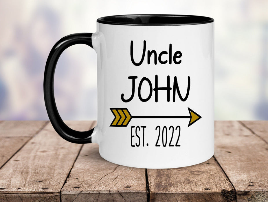 Personalized New Uncle Coffee Mug From Niece Nephew Funny Uncle Est Year Arrow Custom Name Cup Gifts For Father's Day