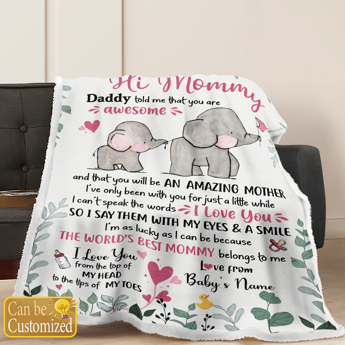 Personalized Blanket For First Time Mom Cute Elephants Daddy Told Me That Custom Name Gifts For First Mothers Day