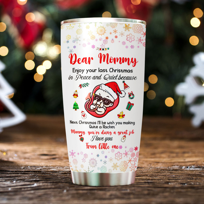 Personalized Tumbler Gifts For Future Mom I'll With You Making Quite A Racket Custom Name Travel Cup For First Christmas