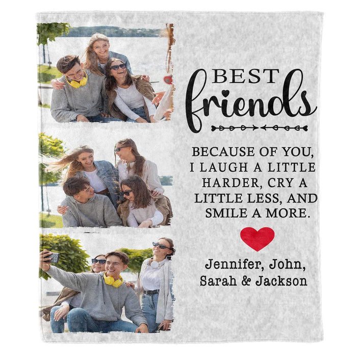 Personalized To My Bestie Sister Blanket Because Of You I Laugh Harder Custom Name & Photo Gifts For Friendship Day
