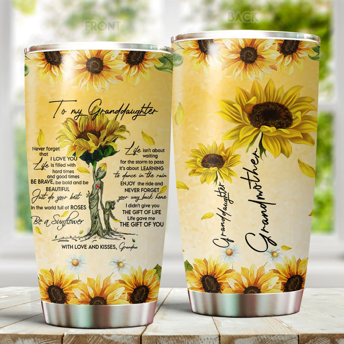 Personalized Tumbler To Granddaughter Gifts From Grandparents Life Is Fill With Hard & Good Times Custom Name Travel Cup