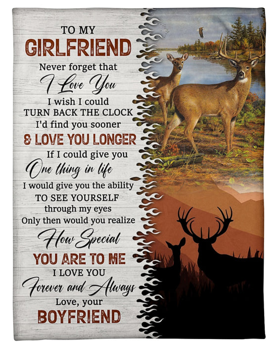 Personalized To My Girlfriend Blanket Gifts From Boyfriend Hunting Couple Deer In The Sunset Custom Name For Birthday