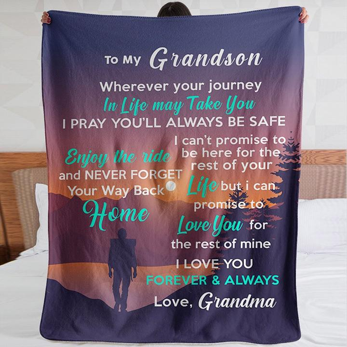 Personalized To My Grandson Blanket From Grandparents Wherever Your Journey In Life Take You Custom Name Birthday Gifts