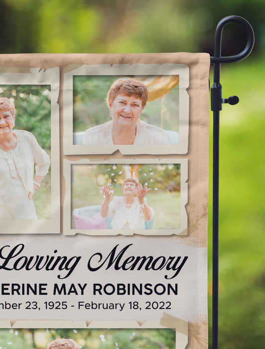 Personalized Sympathy Gifts Flag For Family In Heaven In Loving Nana Mimi Vintage Custom Name Photo Cemetery Decoration
