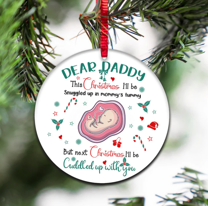 Personalized Ornament For New Dad Cute Bump I'll Be Cuddled Up With You Custom Name Hanging Tree First Christmas Gifts