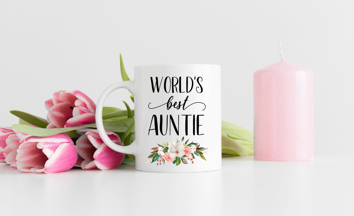 Personalized Coffee Mug For Aunty From Niece Nephew World's Bests Aunties Floral Custom Name Gifts For Birthday
