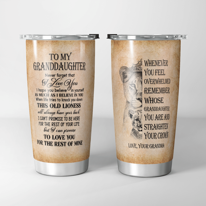 Personalized Tumbler To Granddaughter Gifts From Grandparents Vintage Lion Love You For The Rest Custom Name Travel Cup
