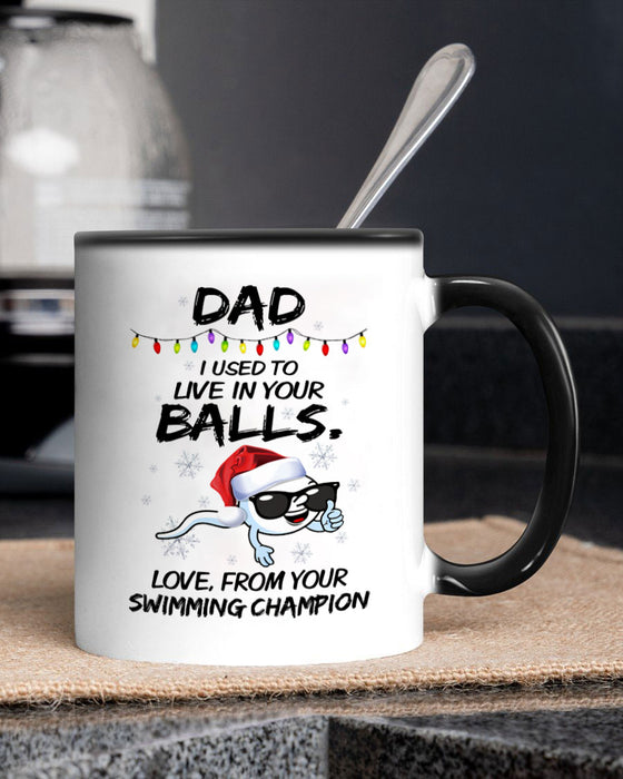 Personalized Coffee Mug For Daddy From Kids Lights Swimming Champion Sperm Custom Name Ceramic Cup Gifts For Christmas