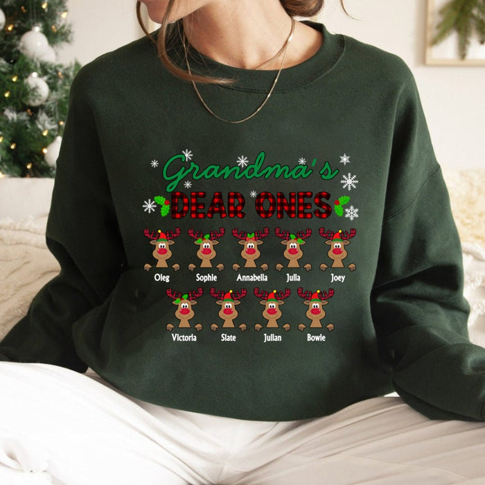 Personalized Sweatshirt For Grandma From Grandkids Gear Ones Funny Reindeer Plaid Custom Name Shirt Gifts For Christmas
