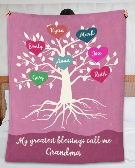 Personalized To My Grandmother Blanket From Grandkids Heart Shaped Fruit Tree  Custom Name Gifts For Christmas