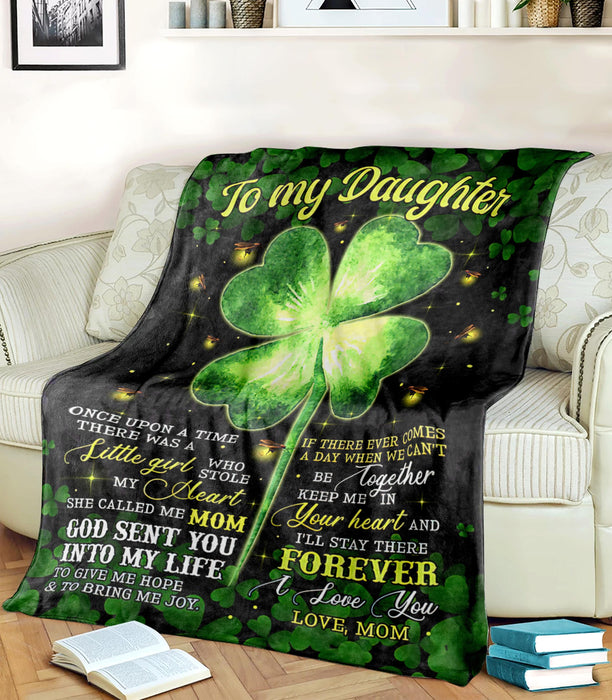 Personalized To My Daughter Son Shamrock St Patrick'S Day Fleece Blanket From Mom I Love You
