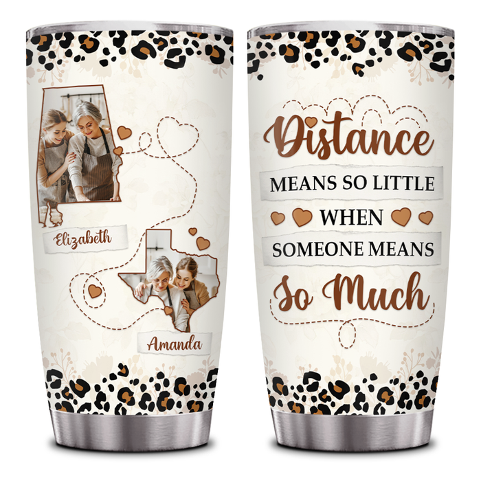 Personalized Tumbler Gifts For Mom Distance Means So Little State To State Custom Name Photo 20oz Travel Cup On Birthday