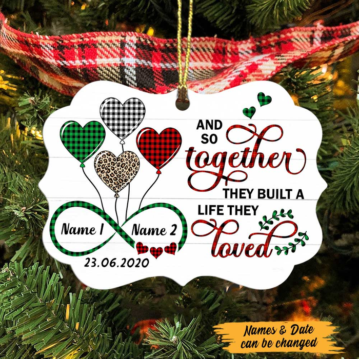 Personalized Ornament Gifts For Couples Plaid Heart Built A Life They Loved Custom Name Tree Hanging On Anniversary