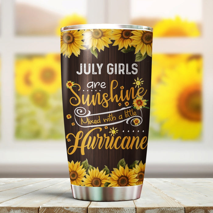 Personalized Tumbler For Daughter Sister Friend Bestie Gifts For Birthday July Girls Are Sunshine Sunflower Custom Name