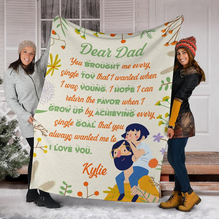 Personalized To My Dad Fleece Sherpa Blanket You Brought Me Every Single Toy From Daughter Or Son Custom Name