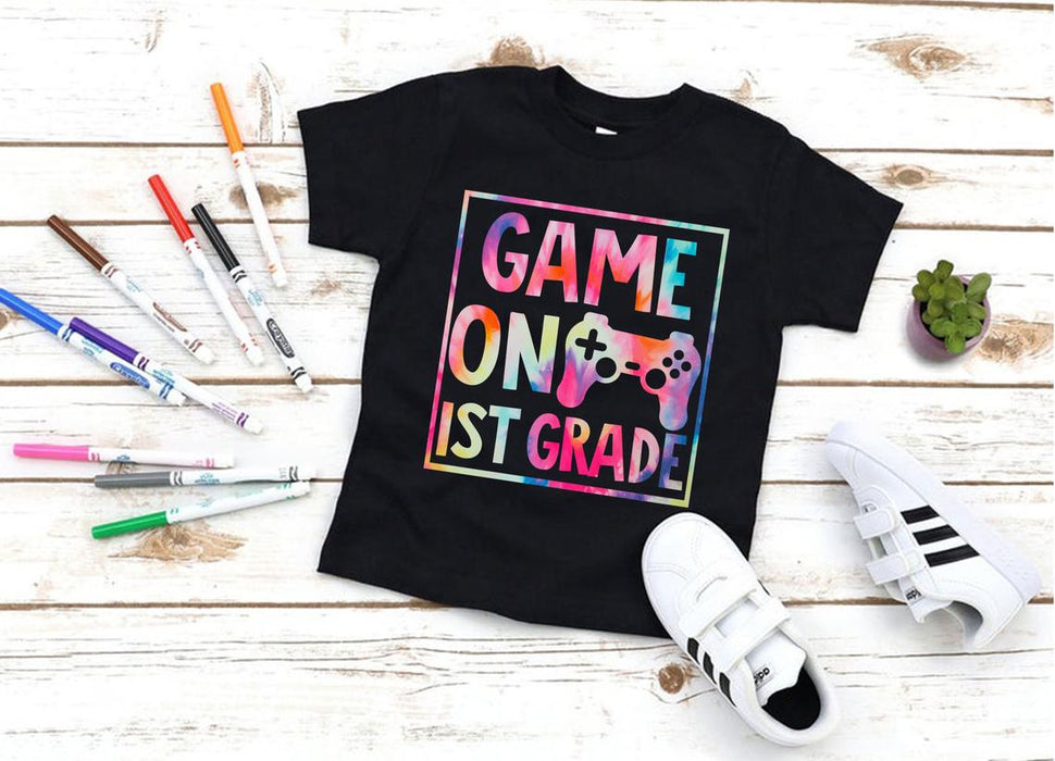 Personalized T-Shirt For Kids Game On 1st Grade Back To School Outfit Custom Grade Level Colorful Design
