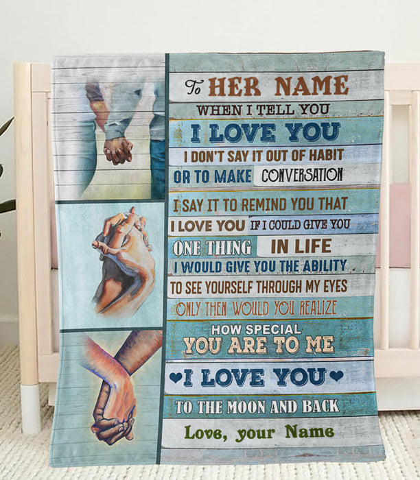 Personalized Blanket For Wife Girlfriend From Husband Boyfriend When I Tell You I Love You Romantic Hand In Hand Blanket
