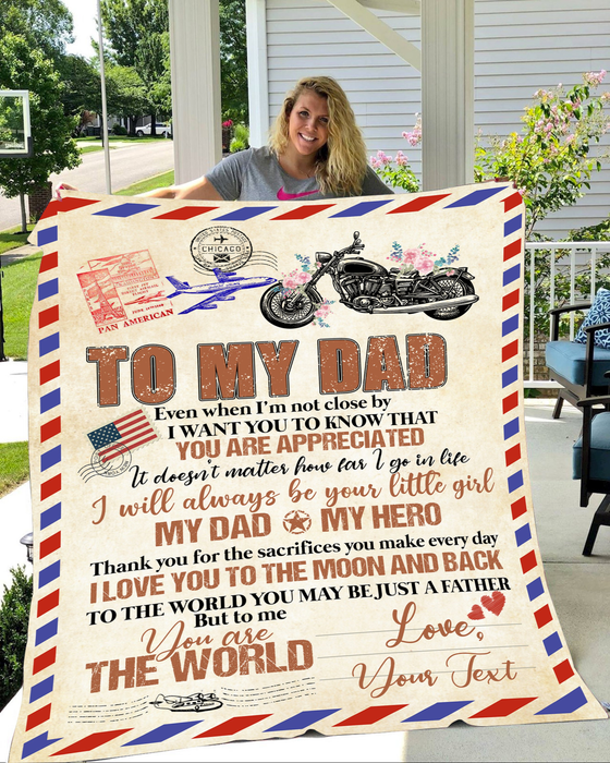 Personlized Love Airmail Blanket To My Dad Motorcycle Racer On Fathers Day Custom Name Letter Blanket