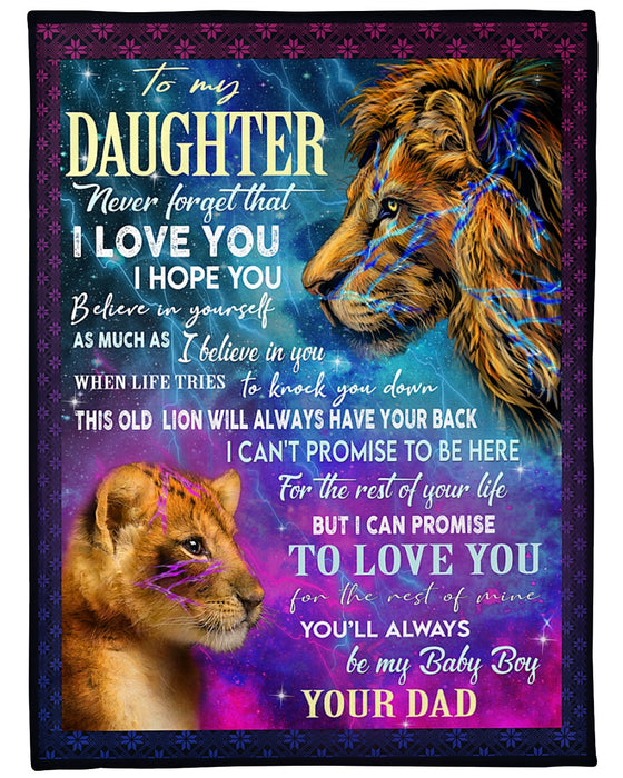 Personalized Blanket To My Daughter From Dad I Can Promise To Love You Vintage Old & Baby Lion Print Custom Name