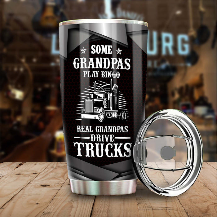 Personalized Tumbler For Grandpa From Grandchild Real Grandpas Drive Trucks Funny Custom Name Travel Cup Birthday Gifts
