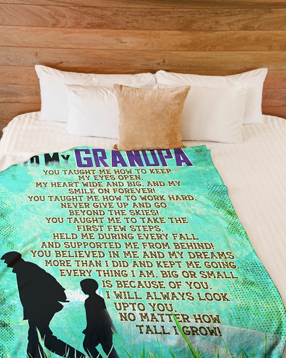 Personalized To My Grandpa Fleece Blanket From Grandson I Will Always Look Upto You Sherpa Blanket Custom Name