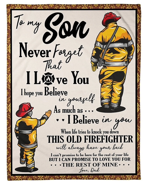 Personalized Vintage Fireman Throw Blanket To My Son From Dad This Old Firefighter Sherpa Blanket Custom Name