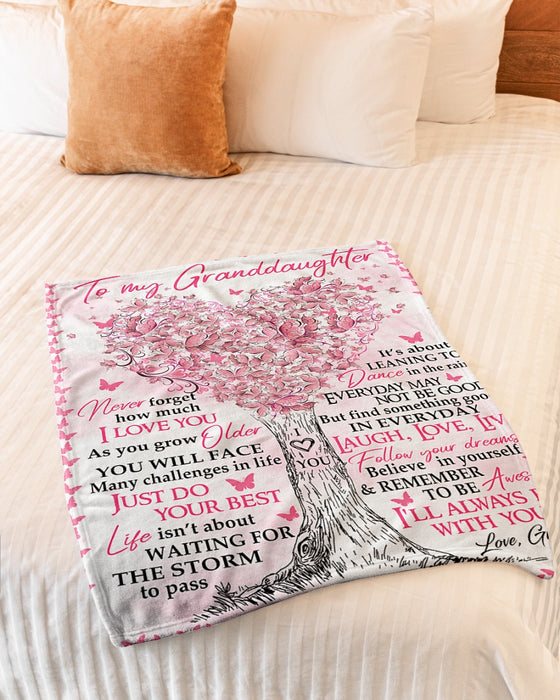 Personalized To My Granddaughter Blanket From Grandparents Follow Your Dream Butterflies Heart Tree Custom Name