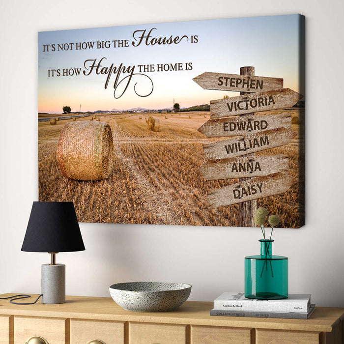 Personalized Wall Art Canvas For Family How Happy The Home Is Field Street Sign Poster Print Custom Multi Name