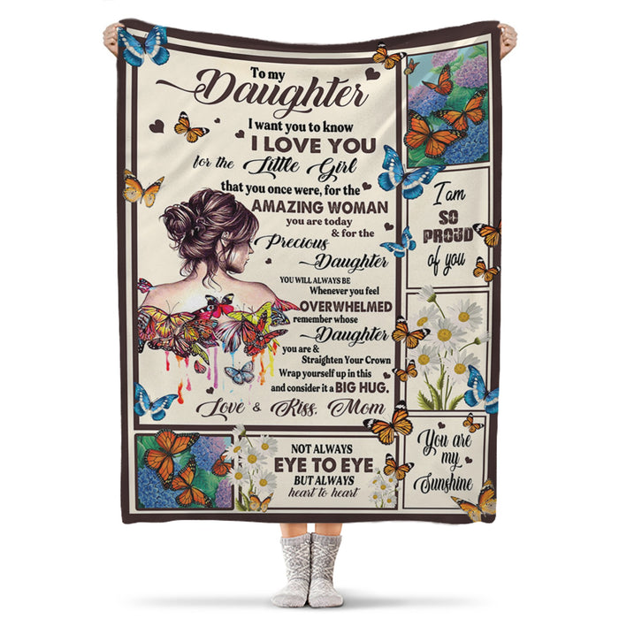 Personalized To My Daughter Fleece Blanket From Mom I Love You For The Little Girl  Dreamy Butterflies Woman Printed