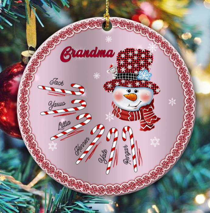 Personalized Ornament For Grandma From Grandchildren Candy Snowman Snowflake Custom Name Gifts For Christmas Birthday