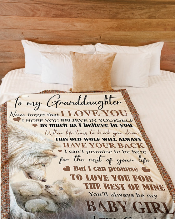 Personalized To My Granddaughter Blanket From Grandpa Grandma Vintage Wolves Believe In Yourself Custom Name Xmas Gifts