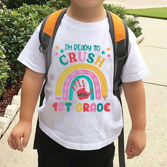 Personalized T-Shirt For Kids Funny Ready To Crush First 1st Grade Colorful Design Custom Name Back To School Outfit