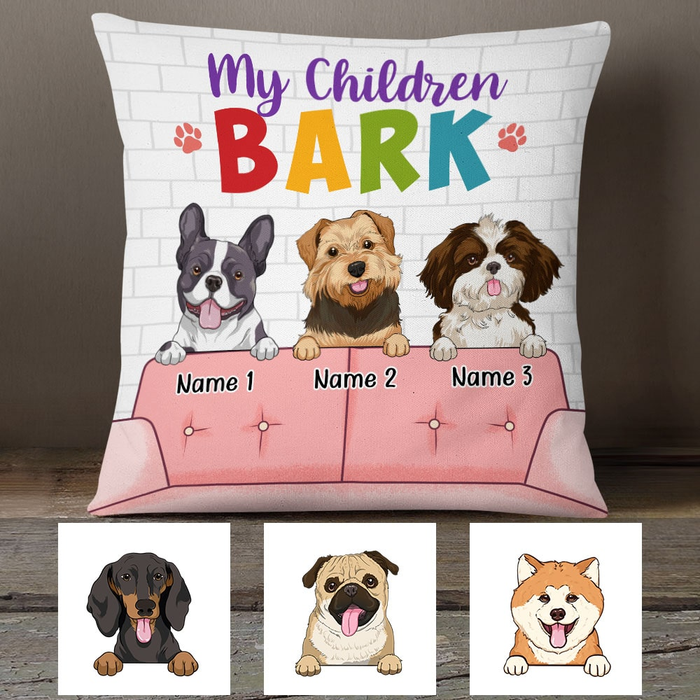 Personalized Square Pillow Gifts For Dog Owner Pink My Children Balk Wall Custom Name Sofa Cushion For Birthday