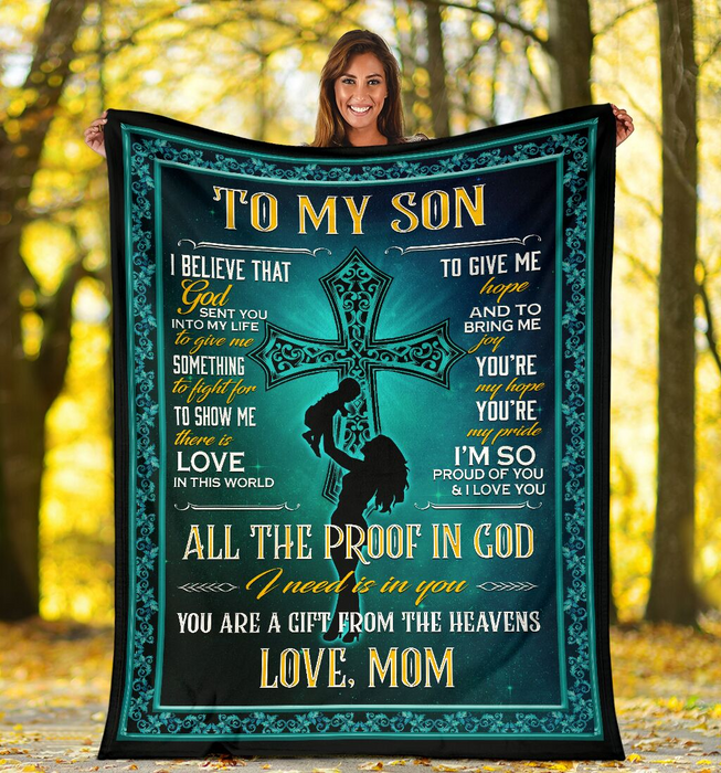 Personalized To My Son From Mom A Cross Mother Carrying Son Sherpa Fleece Blanket Customized Premium Blanket With Name