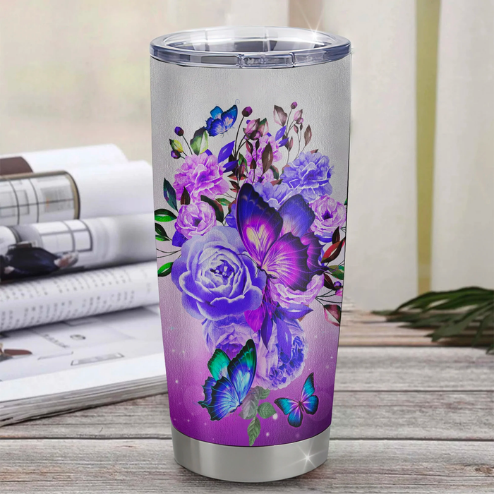 Personalized Tumbler Gifts For Aunt From Niece Nephew The Strength Of The Steel Butterflies Custom Name Travel Cup 20oz
