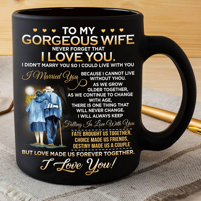 Personalized Coffee Mug For Wife From Husband Fate Brought Us Together Old Couple Custom Name Black Cup Birthday Gifts