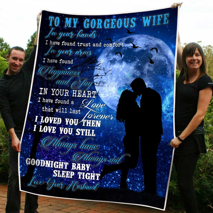 Personalized To My Gorgeous Wife From Husband In Your Hands I Have Found Trust & Comfort Romantic Couple Printed