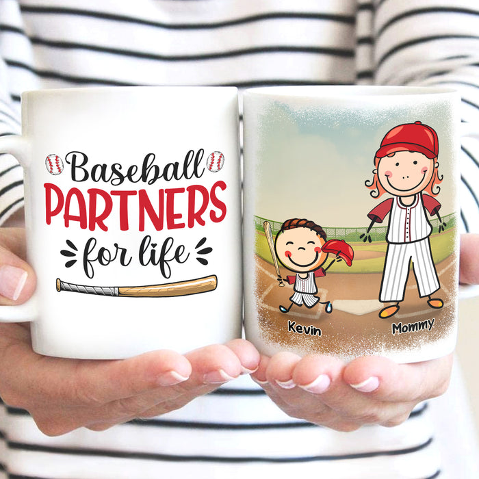 Personalized Ceramic Coffee Mug For Baseball Lovers Partners For Life Cute Kid Print Custom Name 11 15oz Cup