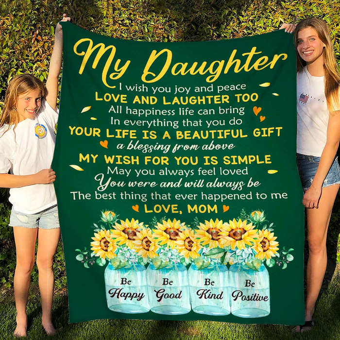 Personalized Premuim Blanket To My Daughter I Wish You Joy And Peace Print Sunflower Blanket Custom Name