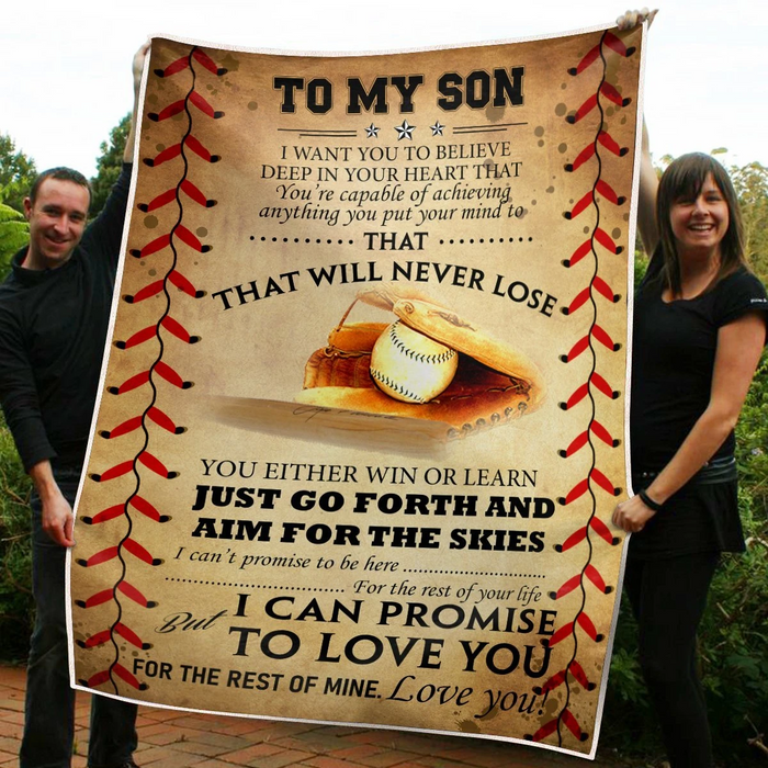 Personalized To My Son Blanket From Parents Custom Name Baseball Just Go Forth & Aim For The Skies Gifts For Christmas