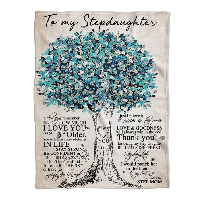 Personalized To My Stepdaughter Blanket From Bonus Mom Dad Stay Strong Be Confident Tree Custom Name Gifts For Christmas