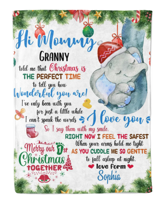 Personalized Blanket For First Time Mom From Baby How Wonderful You Are Elephant Custom Name Gifts For First Christmas