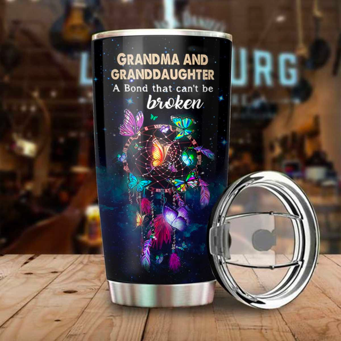 Personalized Tumbler To Granddaughter Gifts From Grandparents Moon Dreamcatcher Butterflies Custom Name Travel Cup 20oz