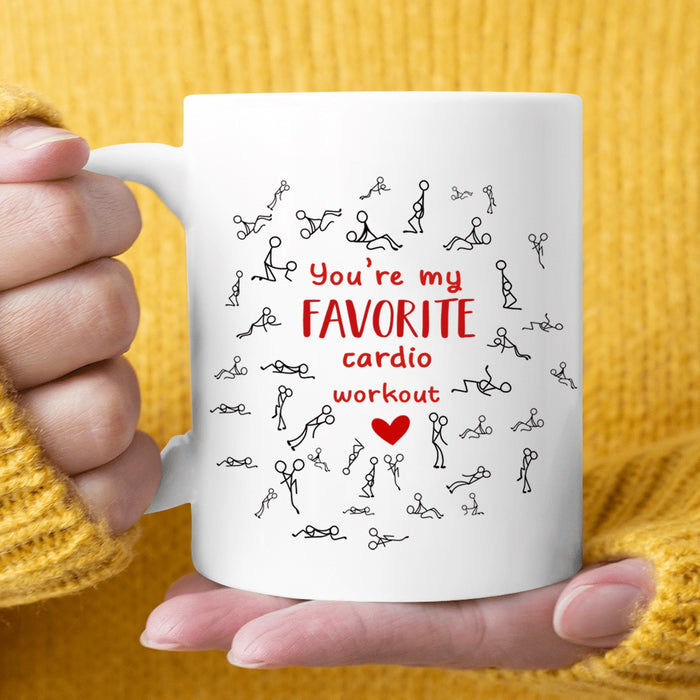 Novelty Romantic Mug For Couple My Favorite Workout Funny Couple Print Custom Name 11 15oz Ceramic Coffee Cup