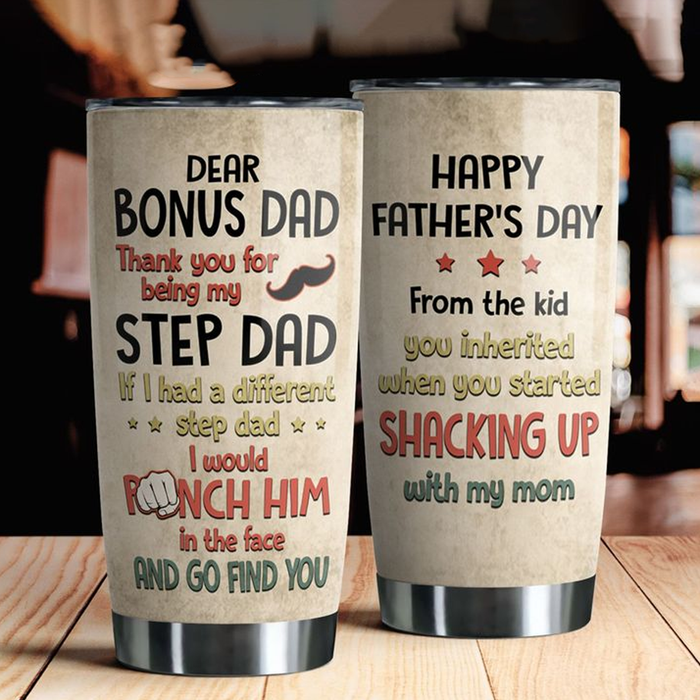 Personalized Tumbler Gifts For Stepdad If I Had A Different Step Dad I Would Punch Him Custom Name Christmas Travel Cup