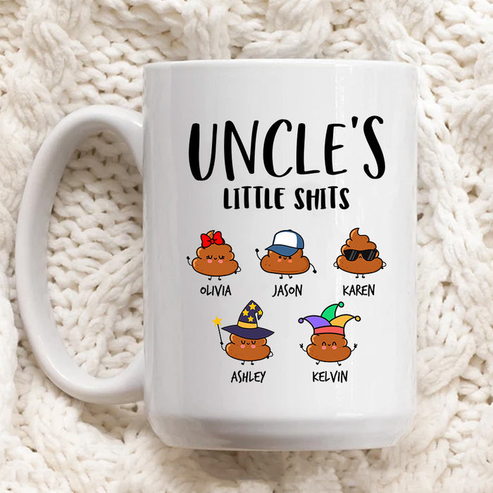 Personalized Mug For Uncle From Niece Nephew Uncle's Little Shits Note Background Custom Name Cup Gifts For Fathers Day