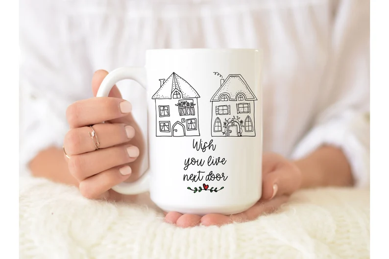 Novelty Ceramic Coffee Mug For Bestie I Wish You Lived Next Door Funny House Design Custom Name 11 15oz Funny Cup