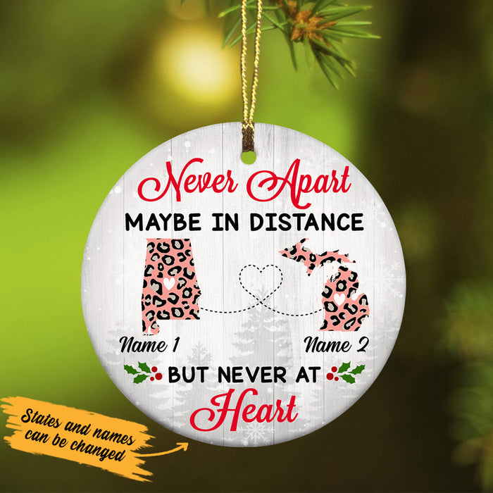 Personalized Ornament Long Distance Gifts For Friend Family Never Apart Maybe In Distance Custom Name Tree Hanging