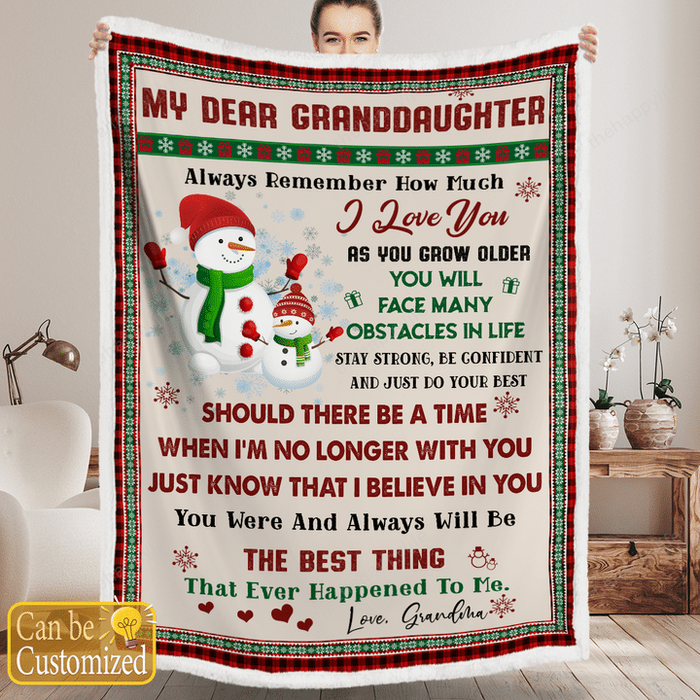 Personalized My Dear Granddaughter Blanket From Grandma Always Remember How Much I Love You Cute Snowman Printed