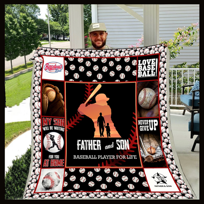 Personalized Blanket For Father And Son Design Baseball Dad Player For Life Custom Nickname Blankets